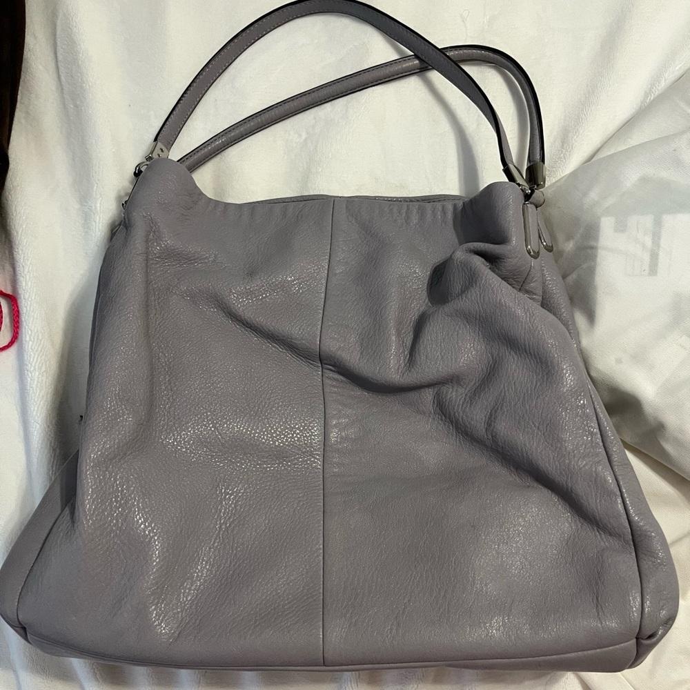 Coach Gray Leather Shoulder Bag